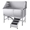 VEVOR Stainless Steel Dog Washing Station, 62 inch Pet Grooming Tub w/ Ramp, PE Water Filter Board