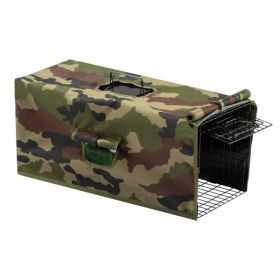 32in Live Animal Trap Cage with Cover, Humane Animal Rescue Outdoor Cage for Armadillos Cats Groundhogs Muskrats, Opossums Raccoons Skunks, Black