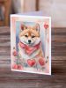 Shiba Inu Valentine Roses Greeting Cards Pack of 8 Blank Cards with Envelopes Whimsical A7 Size 5x7 Blank Note Cards