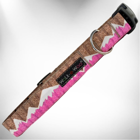 Snowcap Mountain Dog Collars (Color: Pink Snowcap Mtn, size: L 1" width fits 14-25" neck)