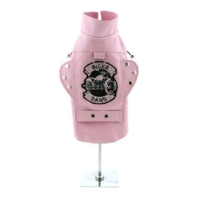 Dog Biker Motorcycle Jacket (Color: Pink, size: X-Small)