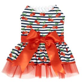 Dog Dress Cherry Stripe Harness with Matching Leash (size: X-Small)