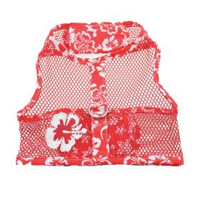 Dog Harness Cool Mesh with Leash (Color: Hawaiian Hibiscus Red, size: X-Small)