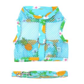 Dog Harness Cool Mesh with Leash (Color: Pineapple Luau, size: X-Small)