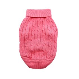 Dog Cable Knit Sweater Combed Cotton (Color: Candy Pink, size: XX-Small)