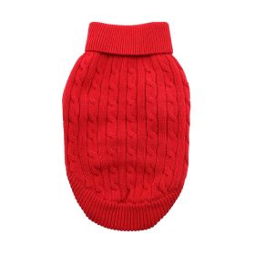 Dog Cable Knit Sweater Combed Cotton (Color: Fiery Red, size: XX-Small)