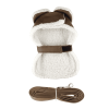Dog Brown and Black Faux Leather Bomber Coat Harness and Leash