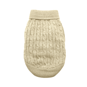 Dog Cable Knit Sweater Combed Cotton (Color: Oatmeal, size: large)
