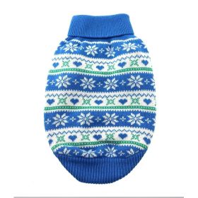 Dog Sweater Snowflake and Hearts (Color: Blue, size: large)