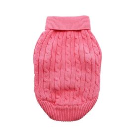 Dog Cable Knit Sweater Combed Cotton (Color: Candy Pink, size: large)