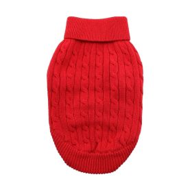 Dog Cable Knit Sweater Combed Cotton (Color: Fiery Red, size: large)