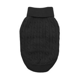 Dog Cable Knit Sweater Combed Cotton (Color: Jet Black, size: 3X-Large)