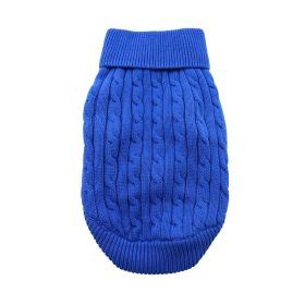 Dog Cable Knit Sweater Combed Cotton (Color: Riverside Blue, size: large)