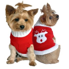 Dog Sweater Holiday Red Rudolph (size: 3X-Large)