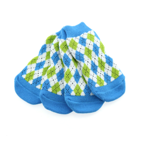 Dog Non-Skid Socks (Color: Blue and Green Argyle, size: X-Large)