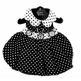 Dog Polka Dot Dress (Color: Black and White, size: XLarge)