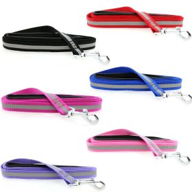 Leash Reflective Nylon with Soft Grip Handle 3/4 in. Wide x 5 ft. Long (Color: Paisley Purple, size: 5ft)