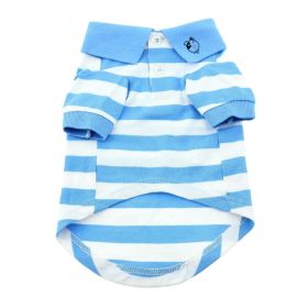 Dog Striped Polo (Color: Blue Niagara and White, size: X-Large)