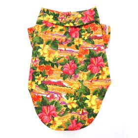 Dog Hawaiian Camp Shirt (Color: Sunset Hibiscus, size: XX-Small)
