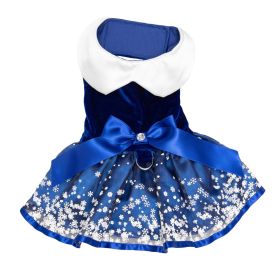 Dog Holiday Harness Dress (Color: Snowflakes, size: X-Small)