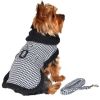 Dog Black and White Classic Houndstooth Harness Coat with Leash