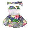 Dog Dress Blue Lagoon Hawaiian Hibiscus with Matching Leash