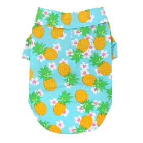 Dog Hawaiian Camp Shirt (Color: Pineapple Luau, size: medium)