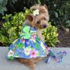 Dog Dress Blue Lagoon Hawaiian Hibiscus with Matching Leash