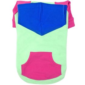 Dog Multi Color-Block Hoodie (Color: Pink on Mint, size: small)