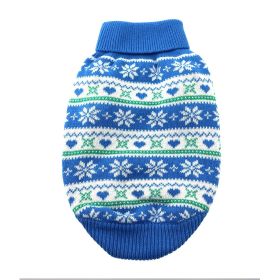 Dog Sweater Snowflake and Hearts (Color: Blue, size: X-Small)