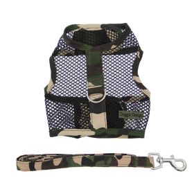Dog Harness Cool Mesh with Leash (Color: Camouflage, size: small)