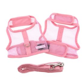 Dog Harness Cool Mesh with Leash (Color: Solid Pink, size: small)
