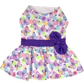 Dog Purple Butterfly Dress with Matching Leash (size: small)