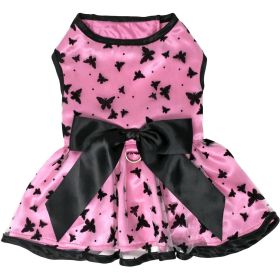 Dog Dress All Aflutter Pink and Black (size: medium)