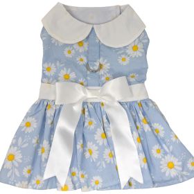 Dog Blue Daisy Dress with Matching Leash (size: medium)