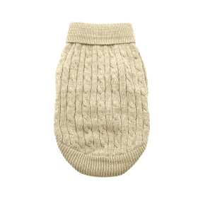 Dog Cable Knit Sweater Combed Cotton (Color: Oatmeal, size: small)