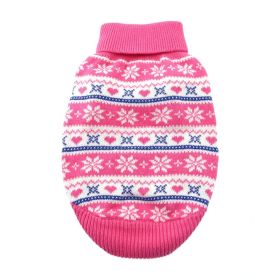 Dog Sweater Snowflake and Hearts (Color: Pink, size: small)
