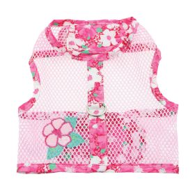 Dog Harness Cool Mesh with Leash (Color: Hawaiian Hibiscus Pink, size: medium)