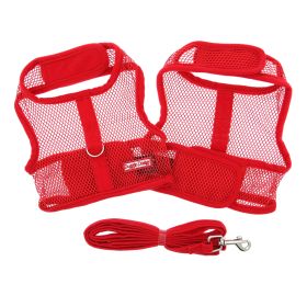 Dog Harness Cool Mesh with Leash (Color: Solid Red, size: medium)