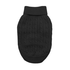 Dog Cable Knit Sweater Combed Cotton (Color: Jet Black, size: small)
