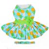 Dog Harness Pineapple Luau  Dress with Matching Leash