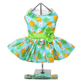 Dog Harness Pineapple Luau  Dress with Matching Leash (size: medium)