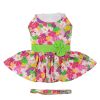 Dog Pink Hawaiian Floral Harness Dress with Matching Leash
