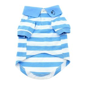 Dog Striped Polo (Color: Blue Niagara and White, size: medium)