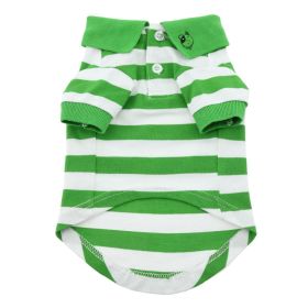 Dog Striped Polo (Color: Greenery and White, size: medium)